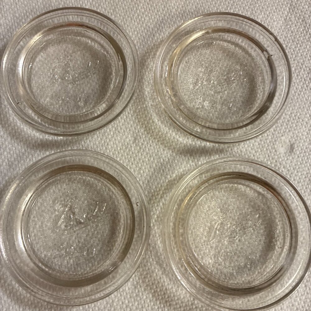 Ball Jar Mason Jar Lid Glass Inserts No 10 lot of 4 Vintage
